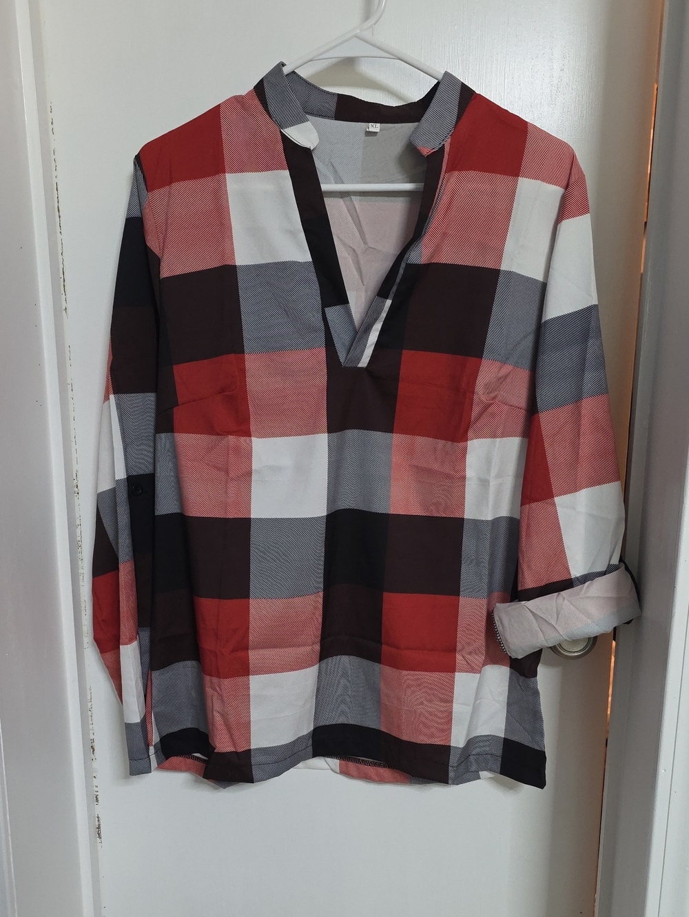 Classic Red and Black Plaid Women's Blouse